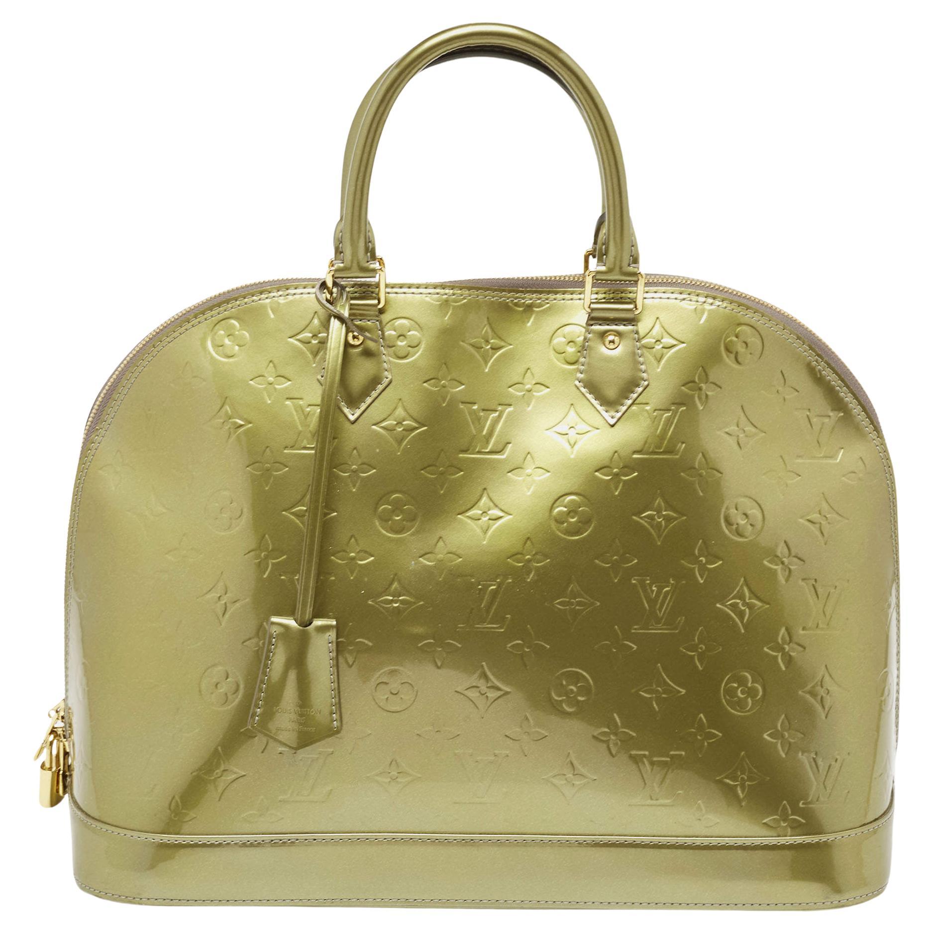 Louis Vuitton Vert Olive Monogram Vernis Leather Alma GM Bag For Sale
