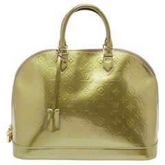Used Louis Vuitton Vert Olive Monogram Vernis Leather Alma GM Bag