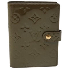 Used Louis Vuitton Vert Olive Monogram Vernis Leather Small Ring Agenda Cover