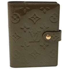 Louis Vuitton Vert Olive Monogram Vernis Pelle Copertina dell'agenda ad anelli piccola