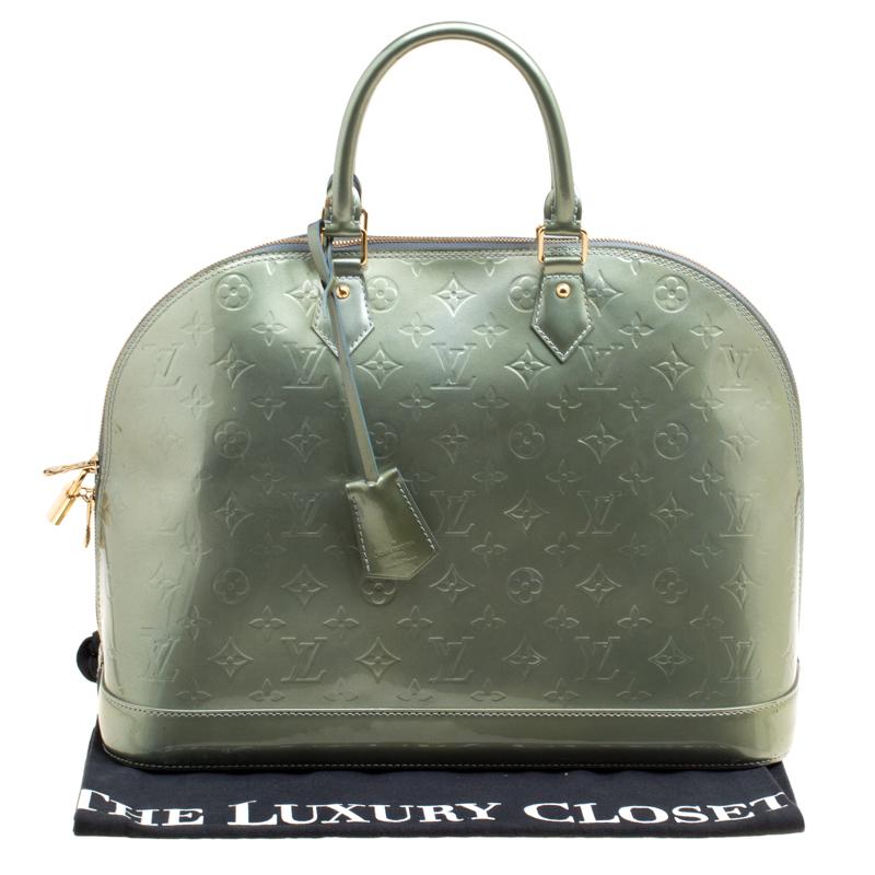 Louis Vuitton Vert Tonic Monogram Vernis Alma GM Bag 7