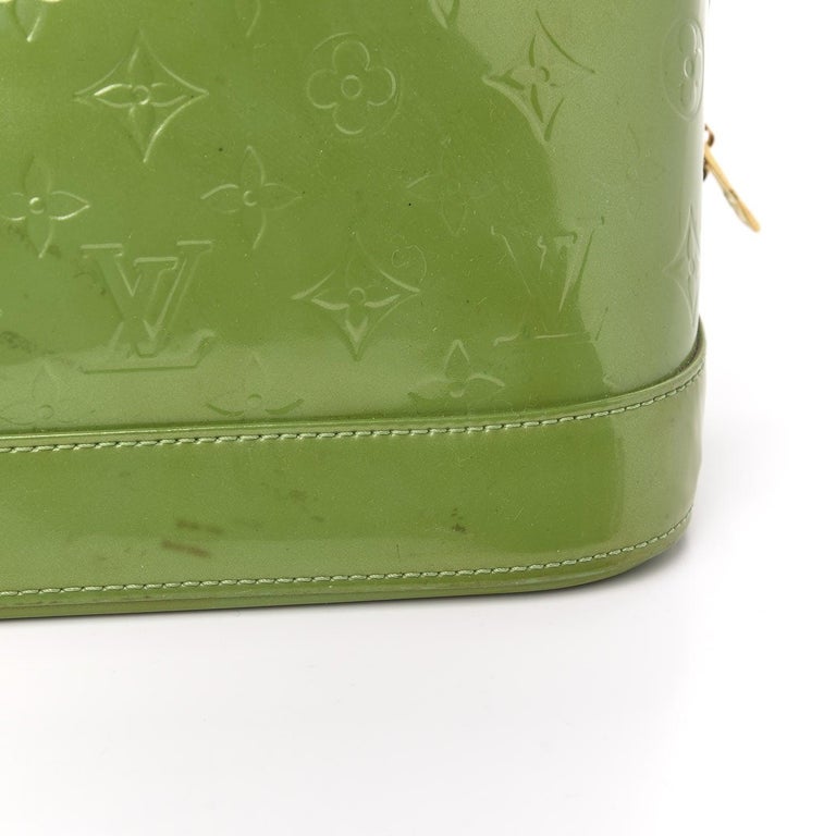 Louis Vuitton Vert Tonic Monogram Vernis Alma GM Bag For Sale 8