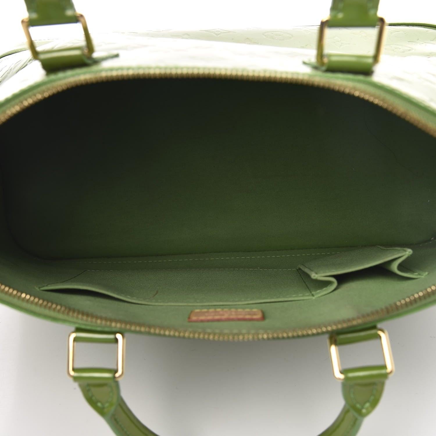 Louis Vuitton Vert Tonic Monogram Vernis Alma GM Bag 8