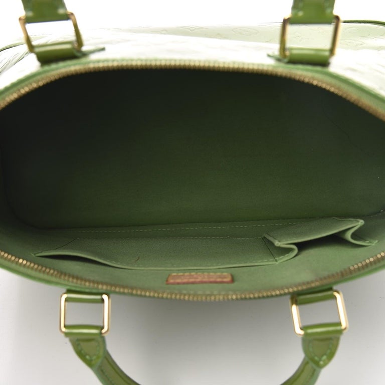 Louis Vuitton Vert Tonic Monogram Vernis Alma GM Bag For Sale 9