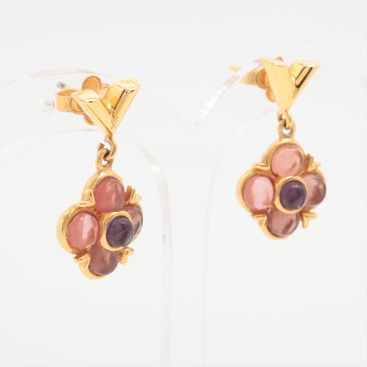 Boucles d'oreilles très fleuries Louis Vuitton rose violet Bon état - En vente à Indianapolis, IN