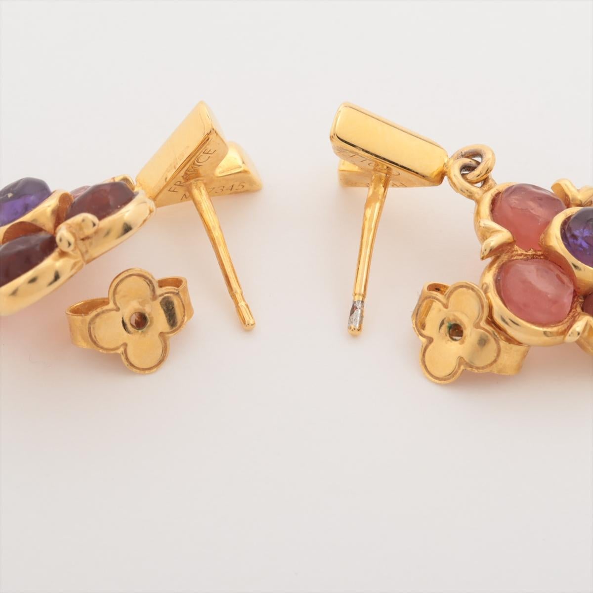 Louis Vuitton Very Flower Earrings Pink Purple In Good Condition For Sale In Indianapolis, IN