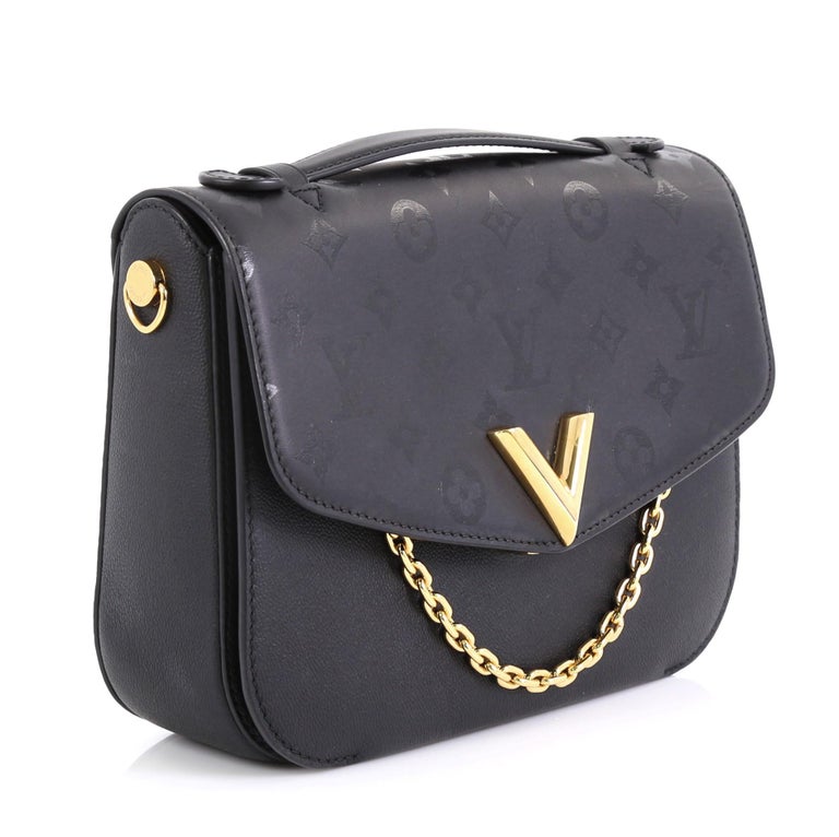 Louis Vuitton Black Monogram Leather Very Messenger Bag Louis