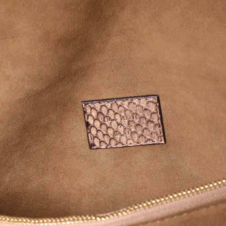 Louis Vuitton Victoire Handbag Monogram Canvas and Python Brown 802361