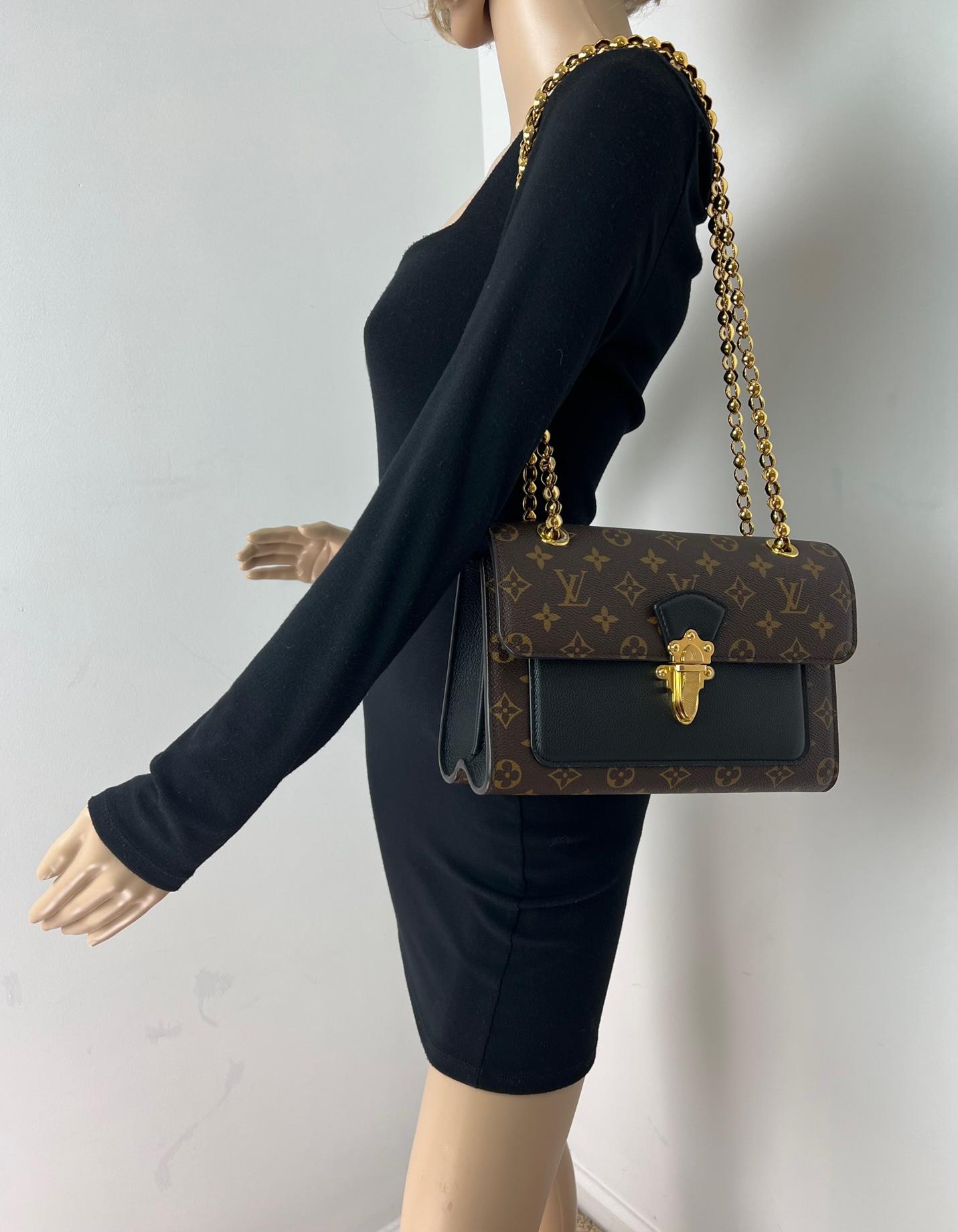 Women's LOUIS VUITTON Victoire  Monogram Black Leather Hand Bag 
