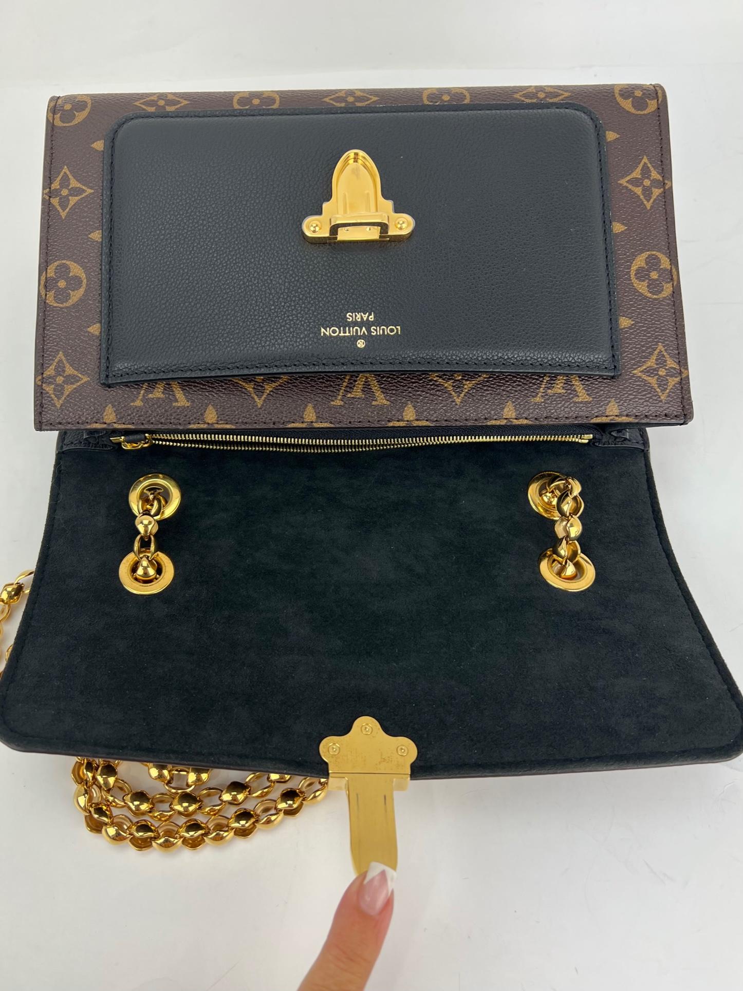 LOUIS VUITTON Victoire  Monogram Black Leather Hand Bag 1