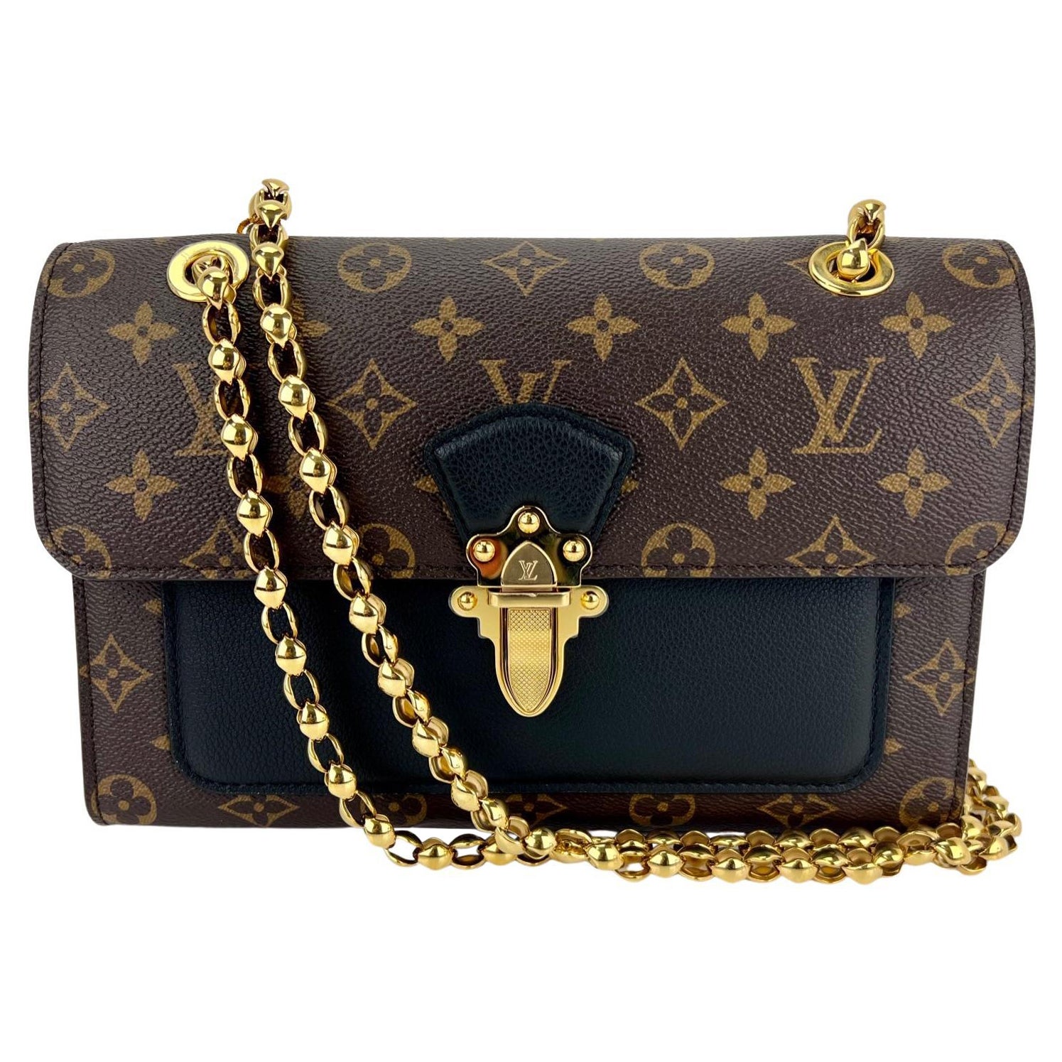 LOUIS VUITTON Victoire  Monogram Black Leather Hand Bag