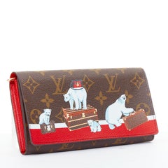 LOUIS VUITTON Victorine Christmas Animation 2017 Bear print long wallet