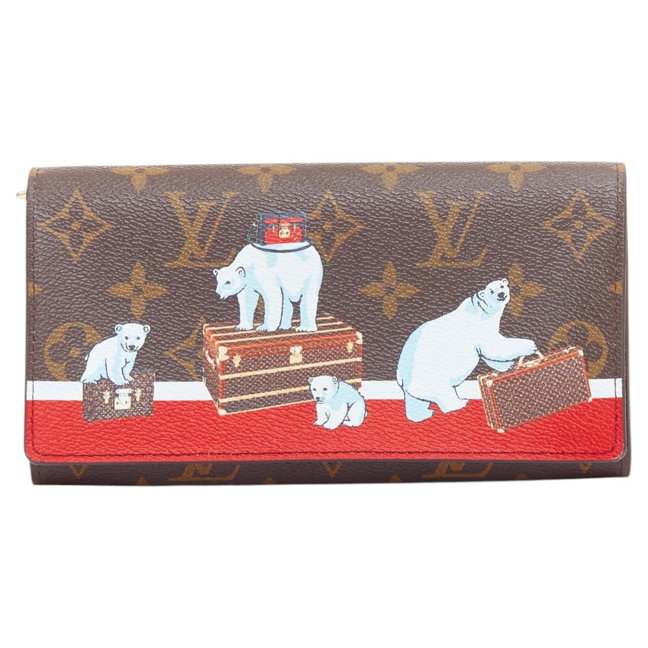 LOUIS VUITTON Victorine Christmas Animation 2017 Bear print long wallet For Sale