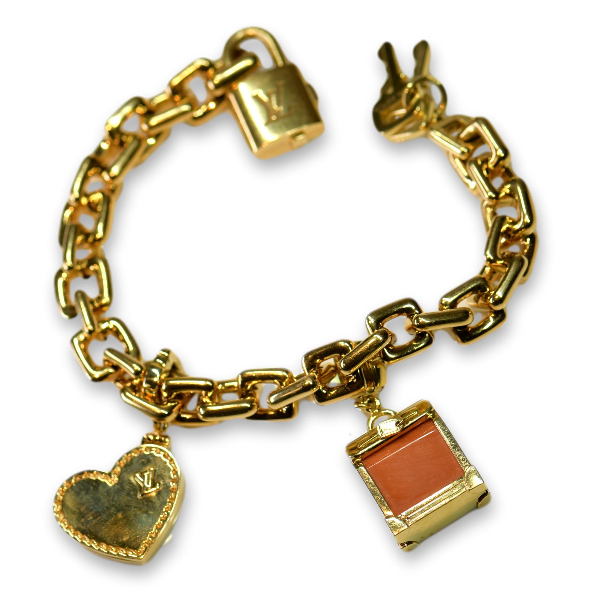 Louis Vuitton Vintage 18 Karat Gold Charm Bracelet with Original Case 3
