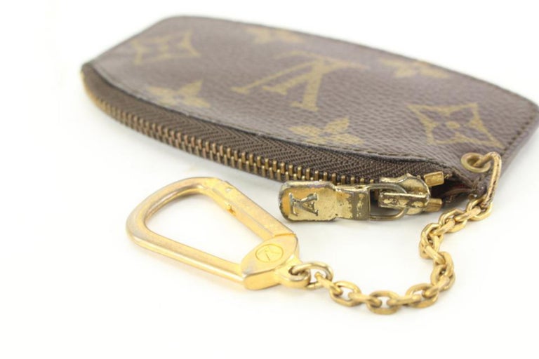 Louis Vuitton, Bags, Authentic Louis Vuitton Brown Monogram Key Chain Cle Pouch  Zipper Top