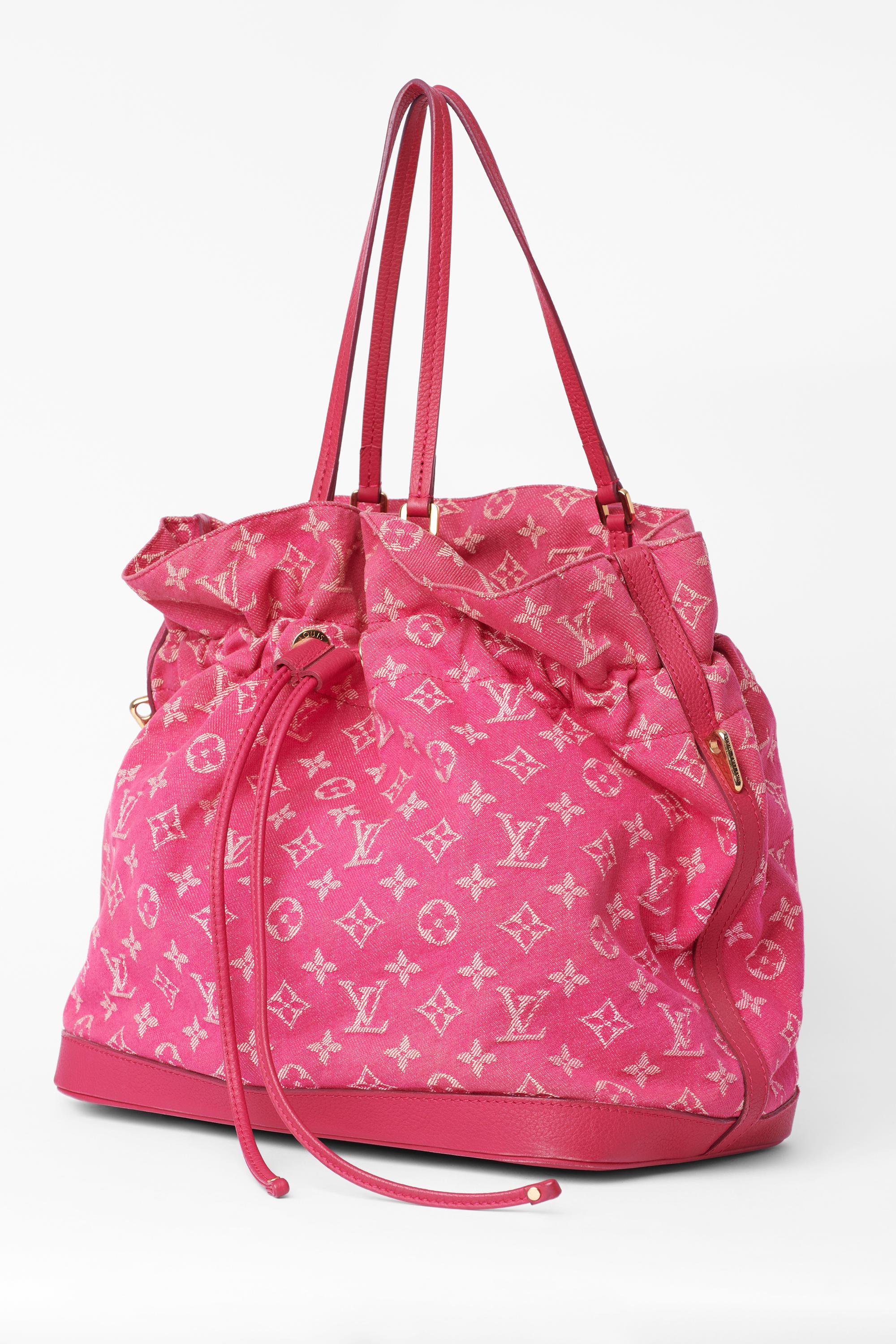 Louis Vuitton Vintage 2000's Pink Denim Monogram Bucket Bag In Excellent Condition For Sale In London, GB