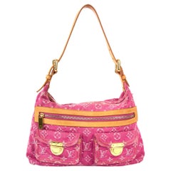 Louis Vuitton Vintage 2005 Pink denim Monogram Baggy Shoulder Bag