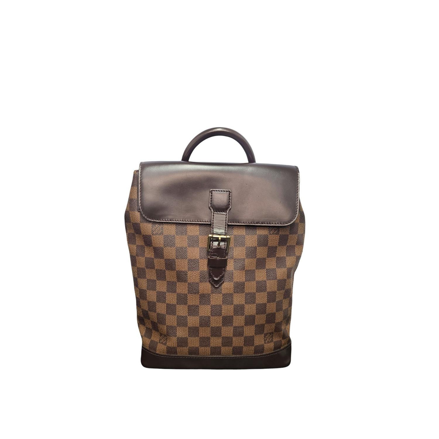 Marron Louis Vuitton Vintage 90s Damier Ebene Soho Backpack en vente