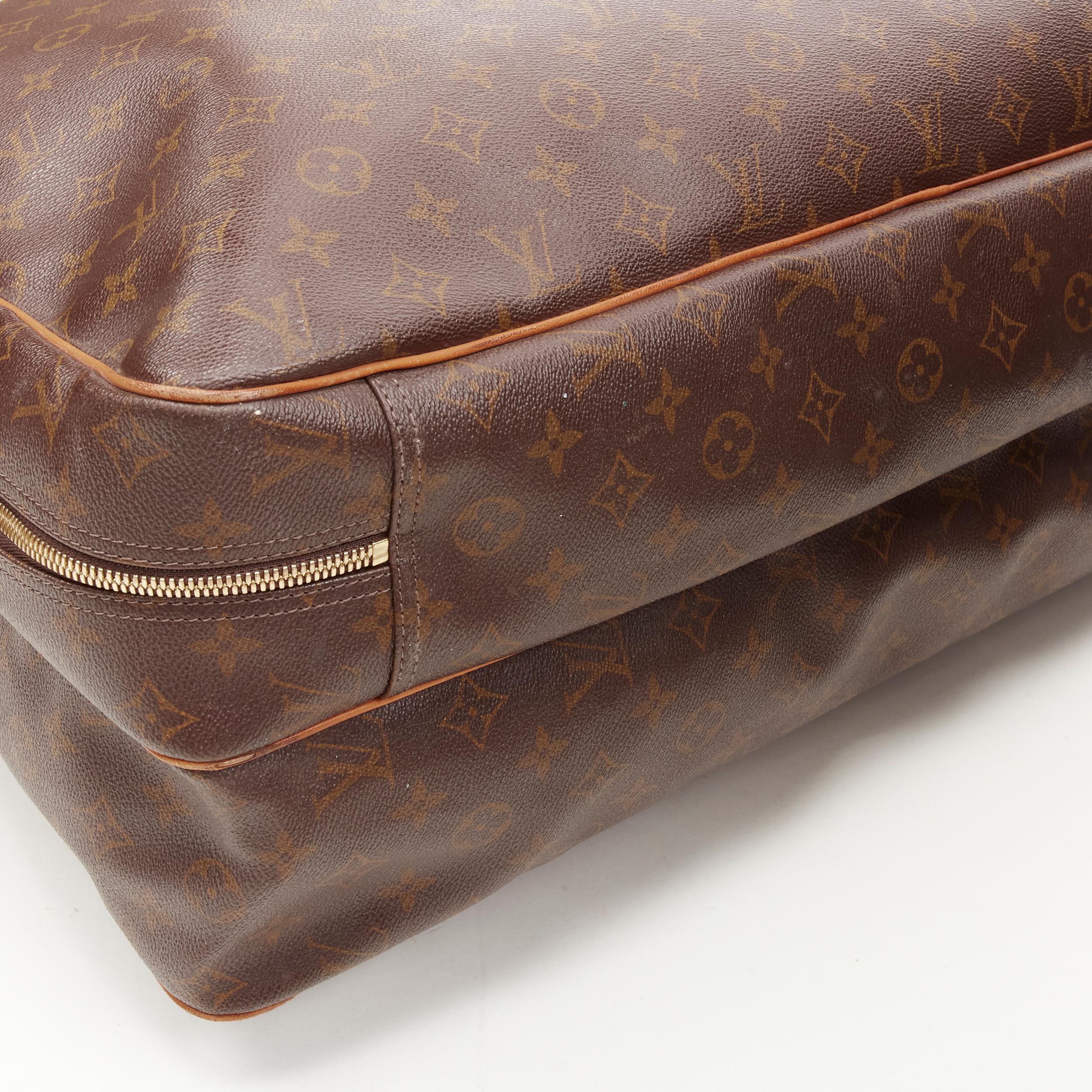 LOUIS VUITTON VIntage Alize brown monogram leather 2 compartment bag garment bag For Sale 3