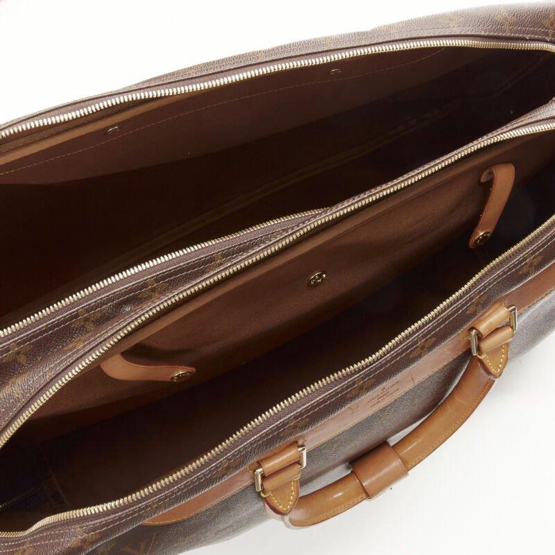 LOUIS VUITTON VIntage Alize brown monogram leather 2 compartment bag garment bag 7