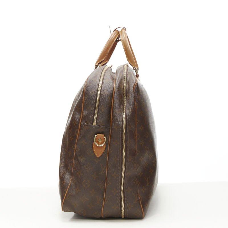 LOUIS VUITTON VIntage Alize brown monogram leather 2 compartment bag garment bag In Fair Condition In Hong Kong, NT