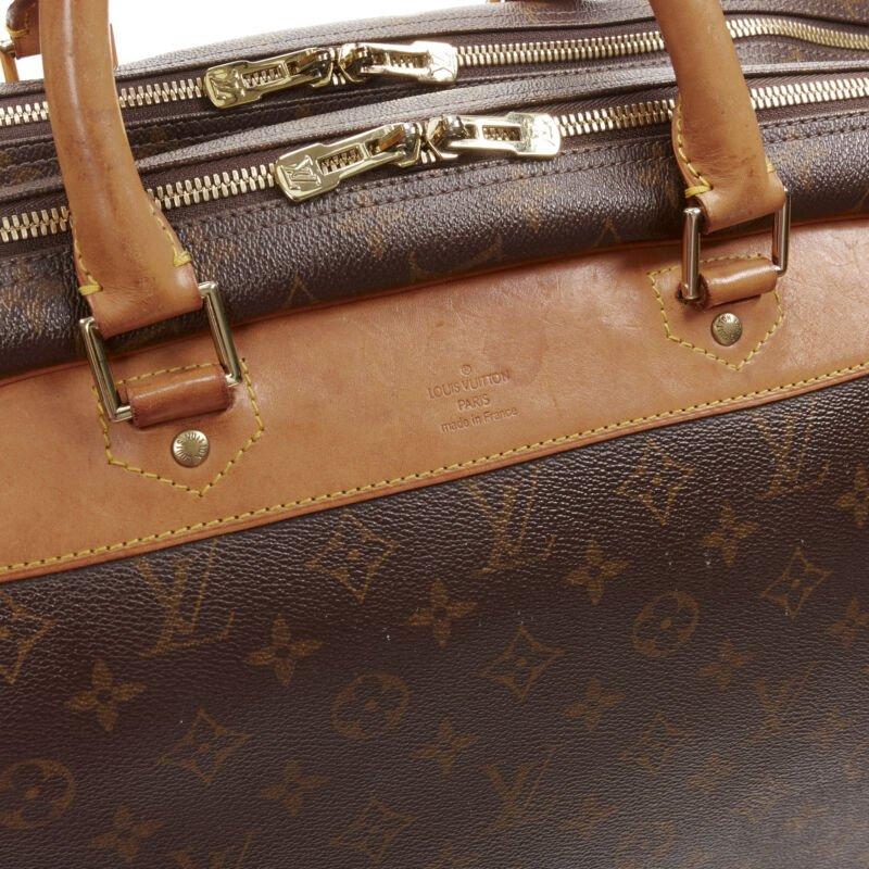 LOUIS VUITTON VIntage Alize brown monogram leather 2 compartment bag garment bag 4