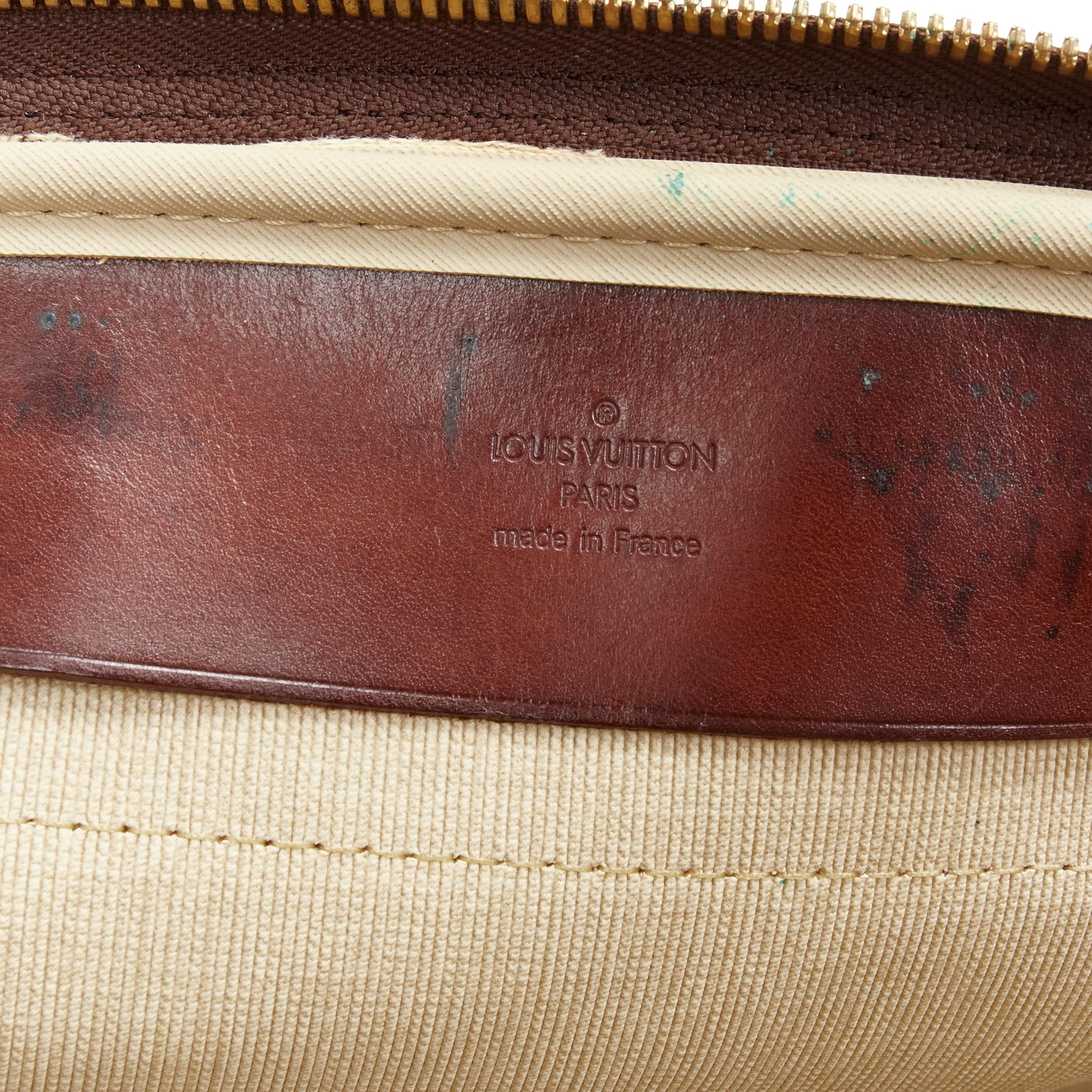 LOUIS VUITTON VIntage Alize brown monogram leather trim 2 compartment bag For Sale 6