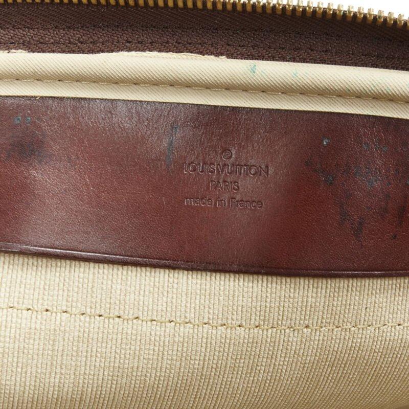 LOUIS VUITTON VIntage Alize brown monogram leather trim 2 compartment bag For Sale 5