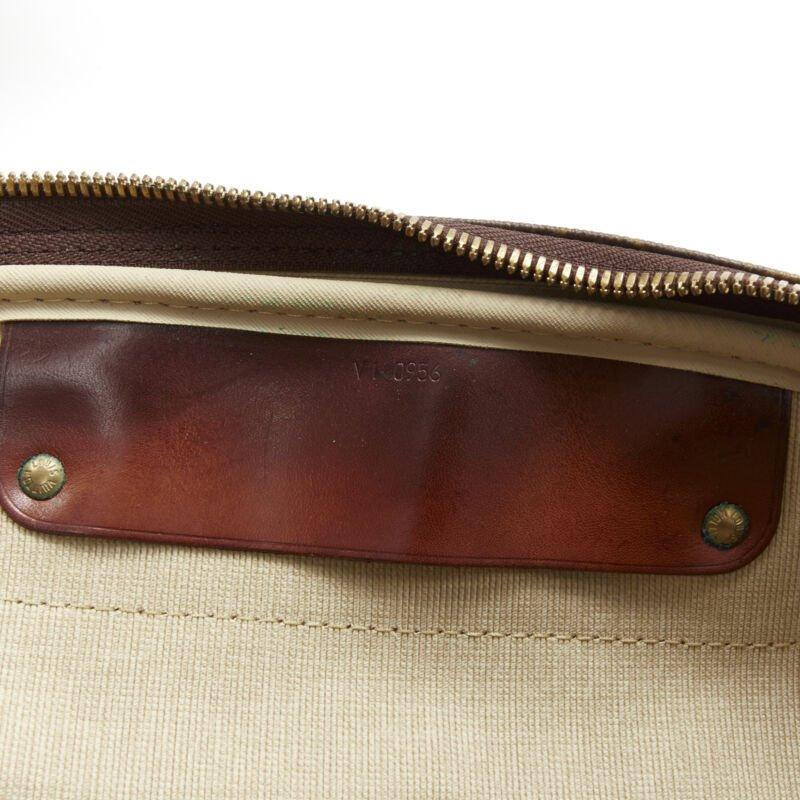 LOUIS VUITTON VIntage Alize brown monogram leather trim 2 compartment bag For Sale 6