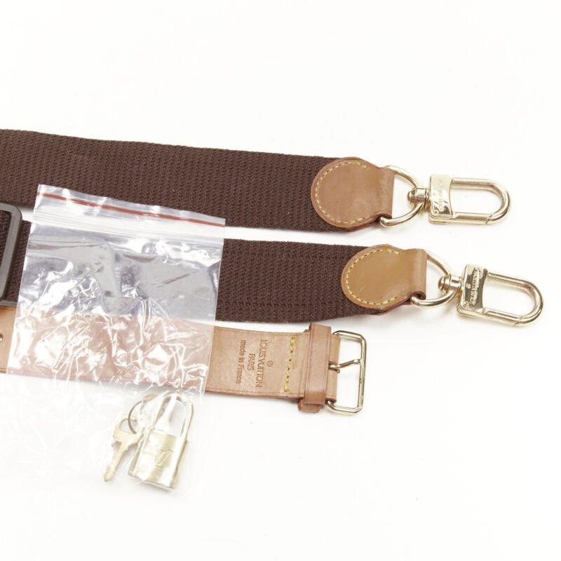 LOUIS VUITTON VIntage Alize brown monogram leather trim 2 compartment bag For Sale 7