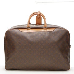 LOUIS VUITTON VIntage Alize brown monogram leather trim 2 compartment bag