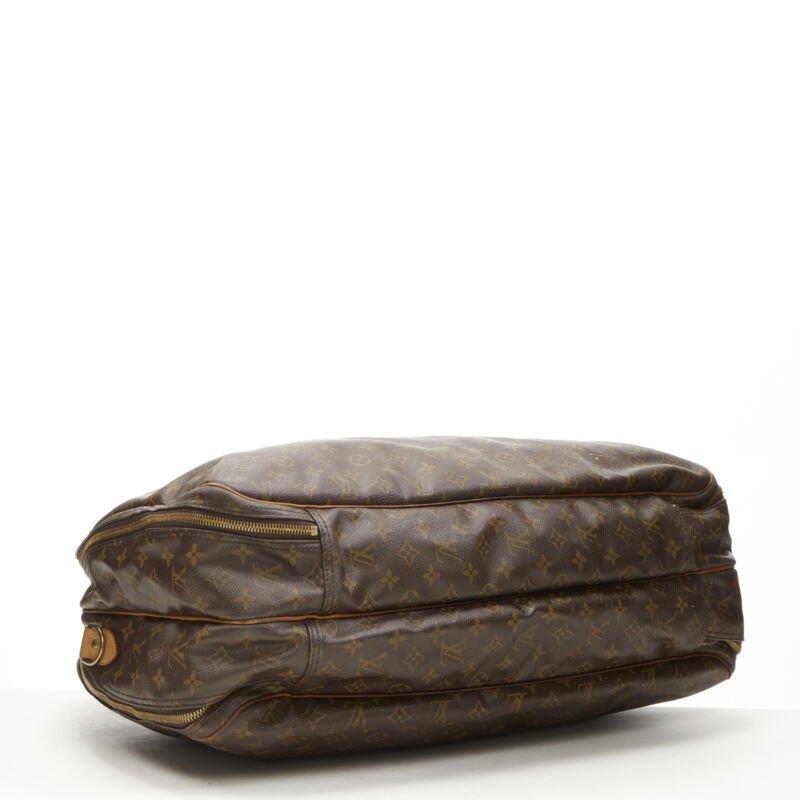 Women's or Men's LOUIS VUITTON VIntage Alize brown monogram leather trim 2 compartment bag For Sale