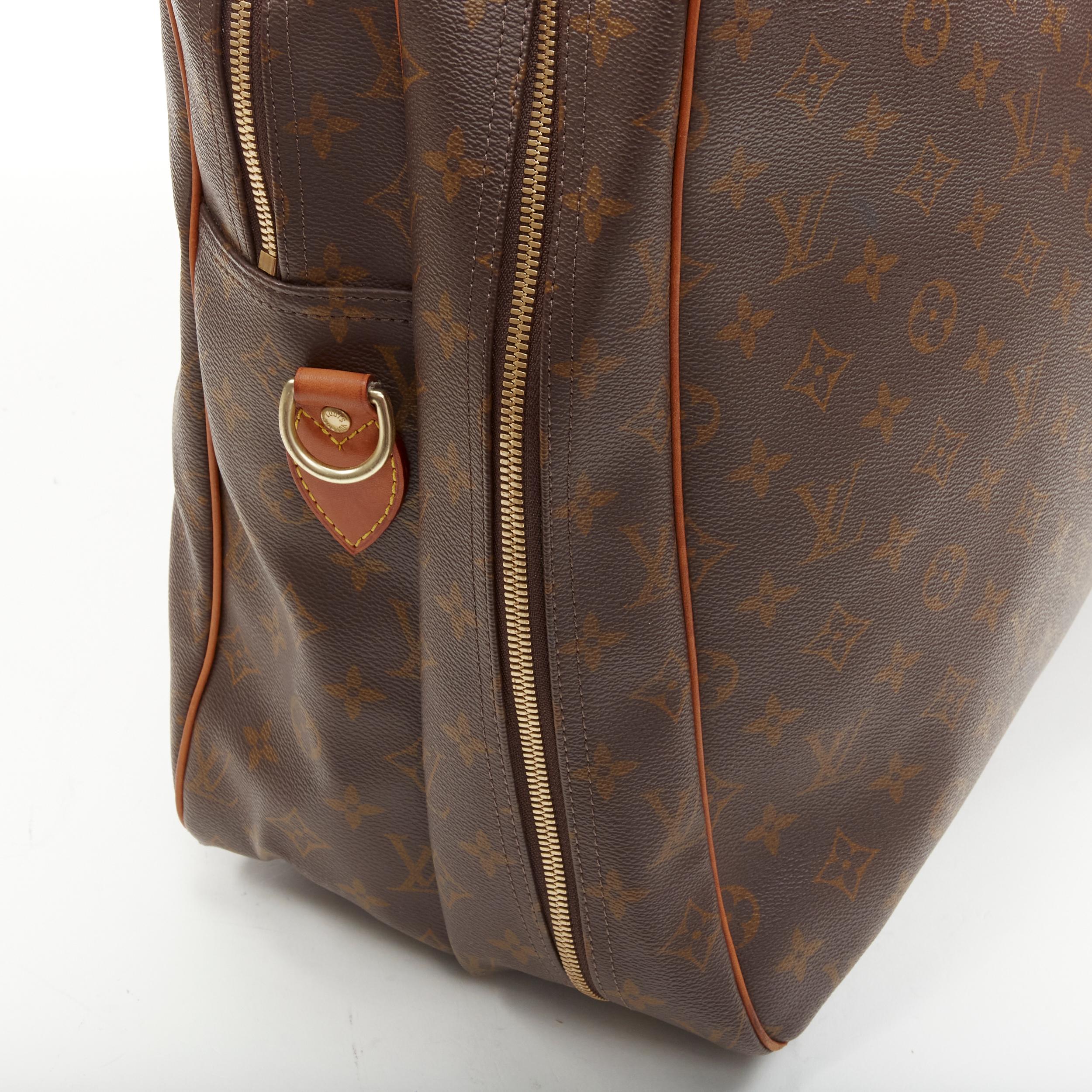 LOUIS VUITTON VIntage Alize brown monogram leather trim 2 compartment bag In Fair Condition In Hong Kong, NT