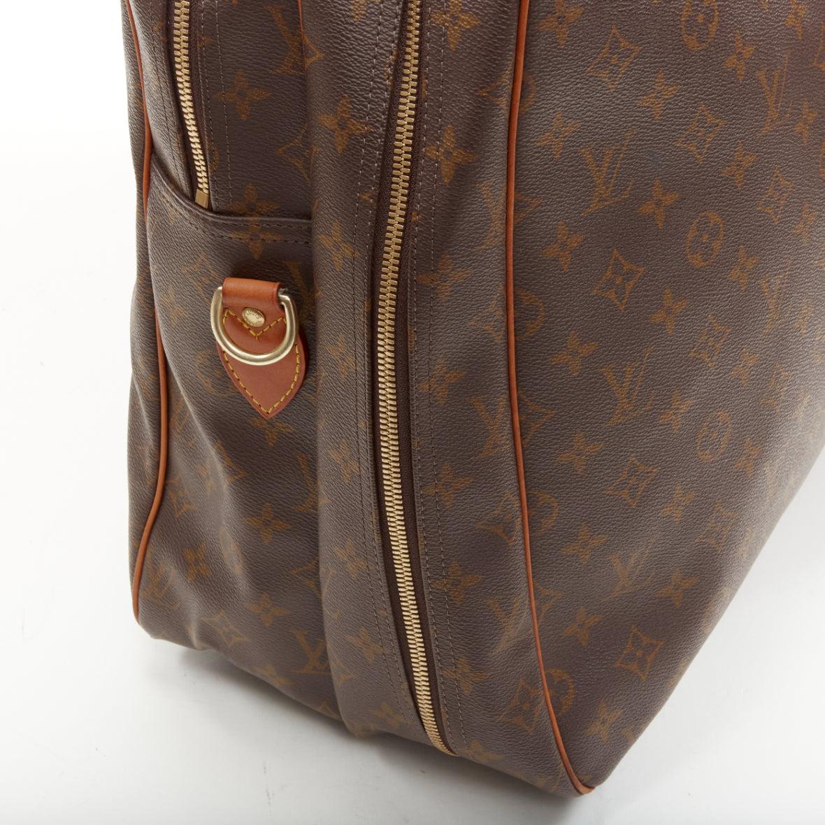 LOUIS VUITTON VIntage Alize brown monogram leather trim 2 compartment bag For Sale 1