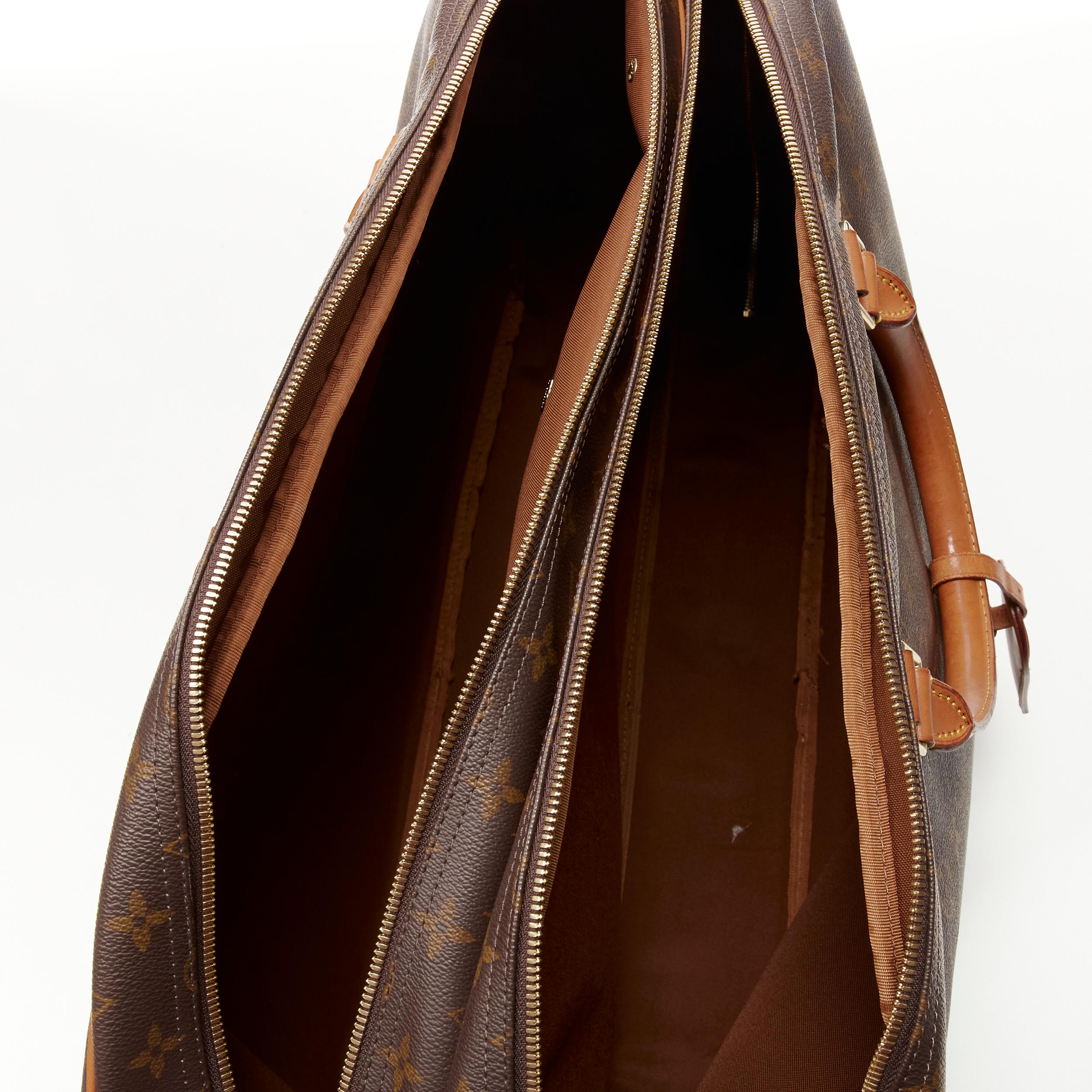 LOUIS VUITTON VIntage Alize brown monogram leather trim 2 compartment bag 1