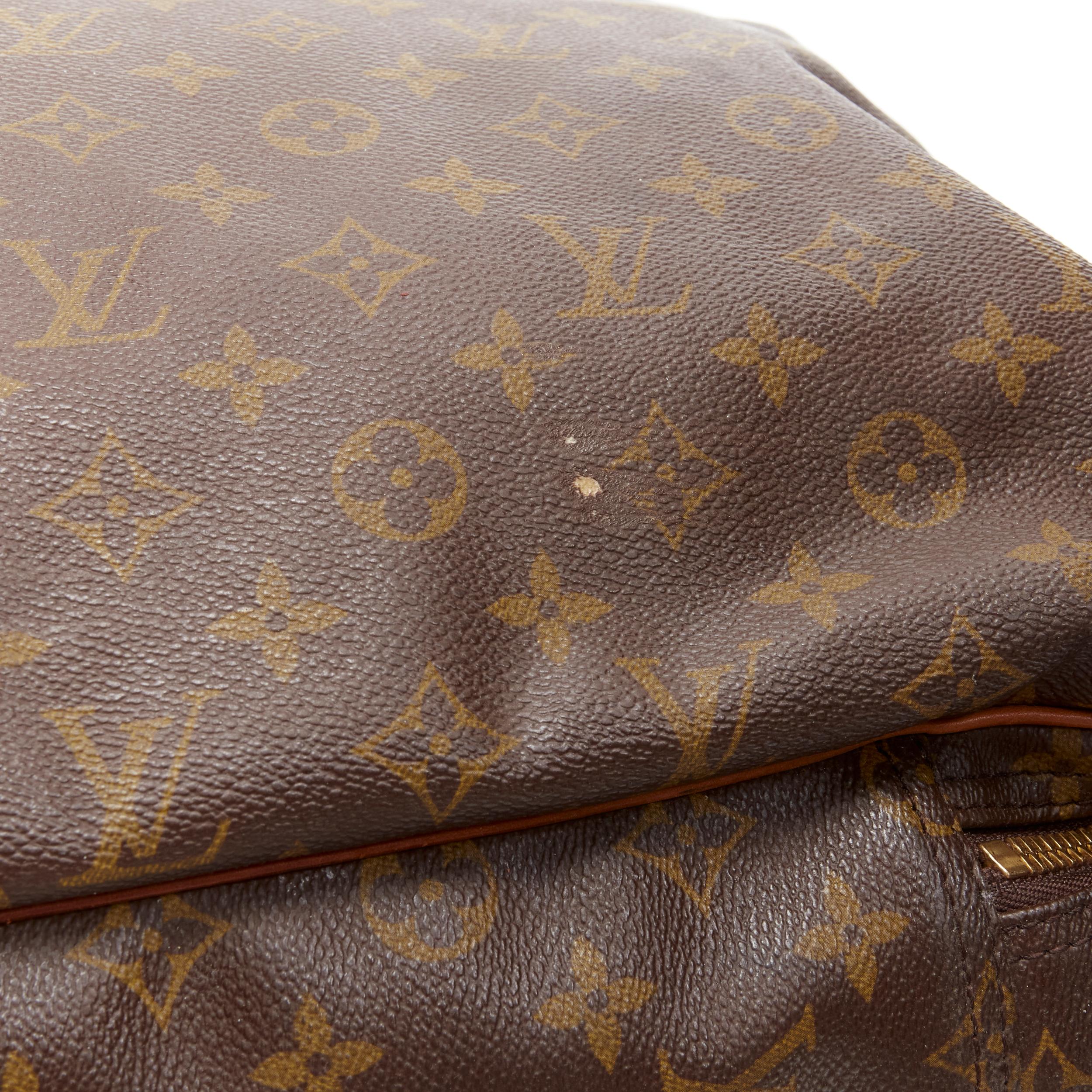 LOUIS VUITTON VIntage Alize brown monogram leather trim 2 compartment bag For Sale 5