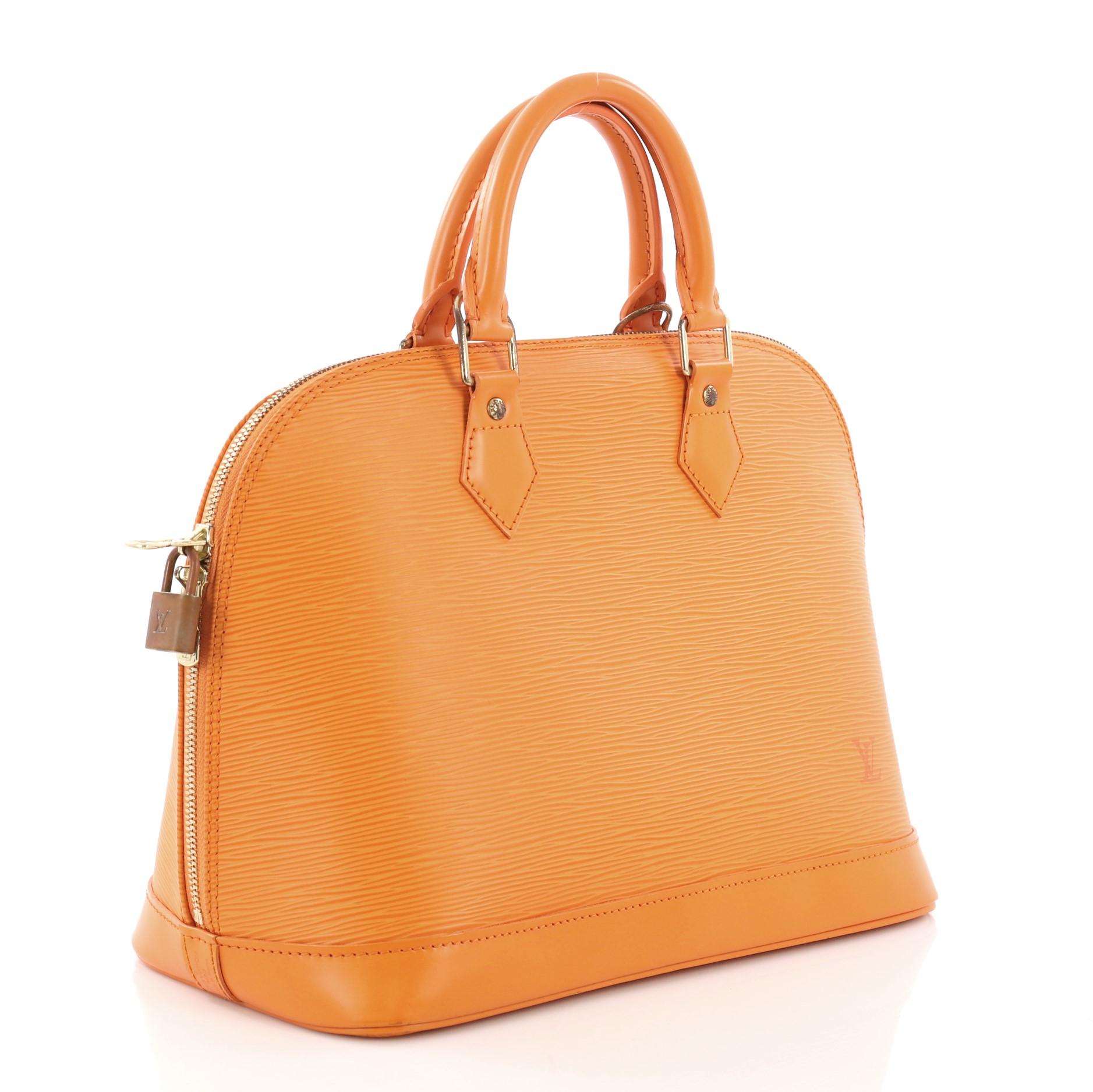 Orange Louis Vuitton Vintage Alma Handbag Epi Leather PM