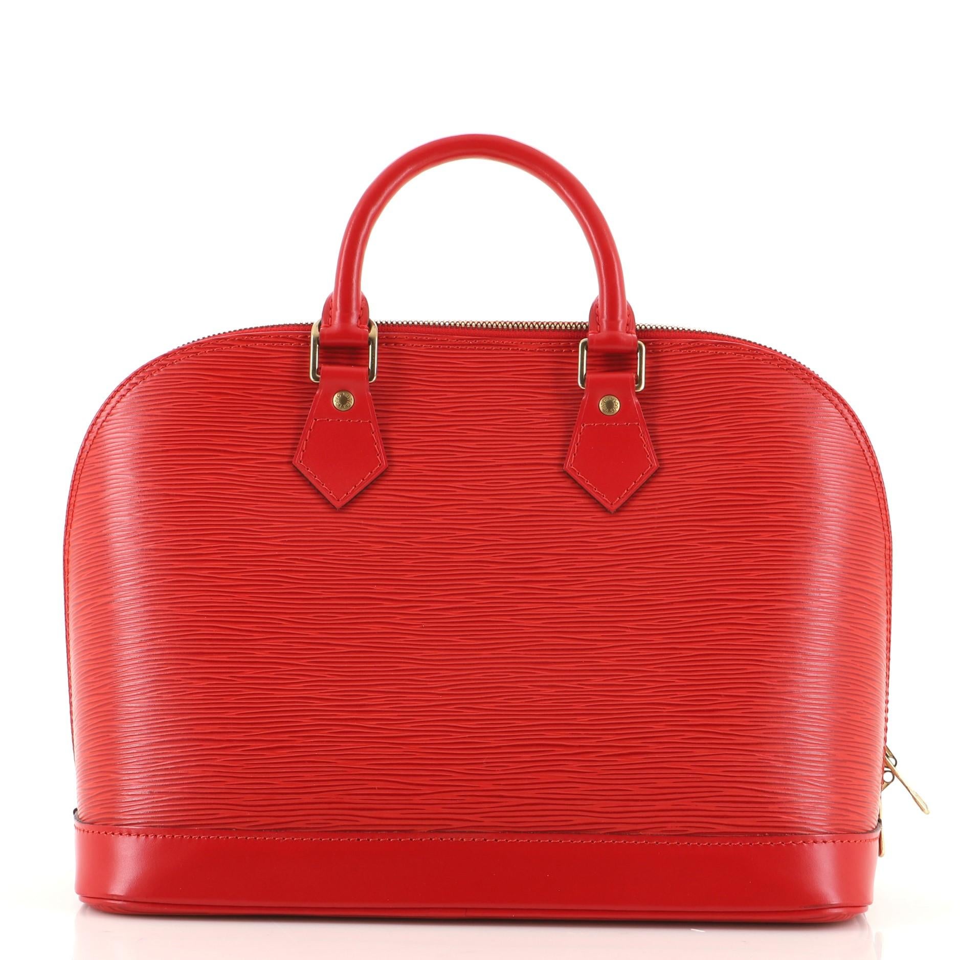 Red Louis Vuitton Vintage Alma Handbag Epi Leather PM