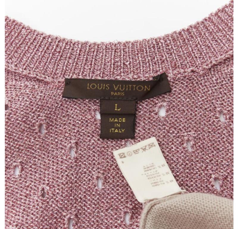 LOUIS VUITTON Vintage beige cashmere blend pink lurex layered cardigan L For Sale 7