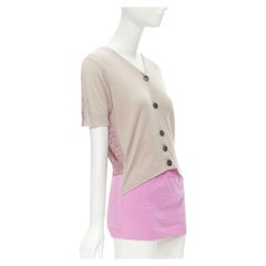 LOUIS VUITTON Vintage beige cashmere blend pink lurex layered cardigan L