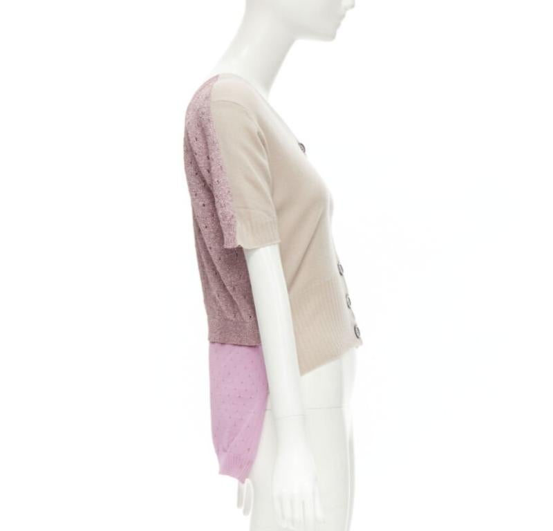 LOUIS VUITTON Vintage beige cashmere blend pink lurex layered cardigan L For Sale 1