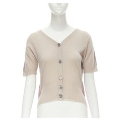 LOUIS VUITTON Vintage beige cashmere blend pink lurex layered cardigan L