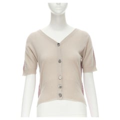 LOUIS VUITTON Vintage beige Kaschmirmischung rosa Lurex-Strickjacke L