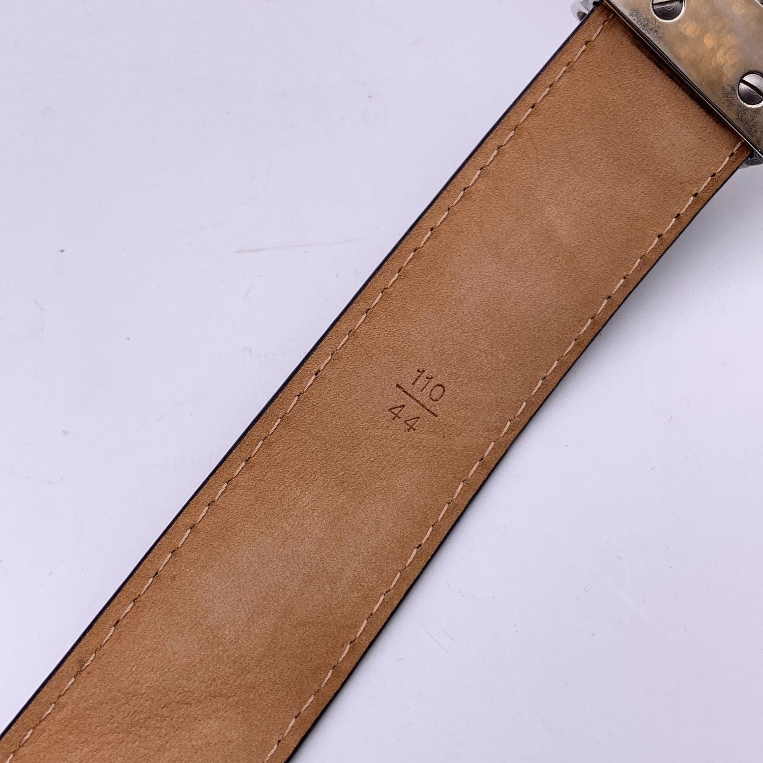 Louis Vuitton Vintage Black Epi Belt Silver Metal Buckle Size 110/44 1