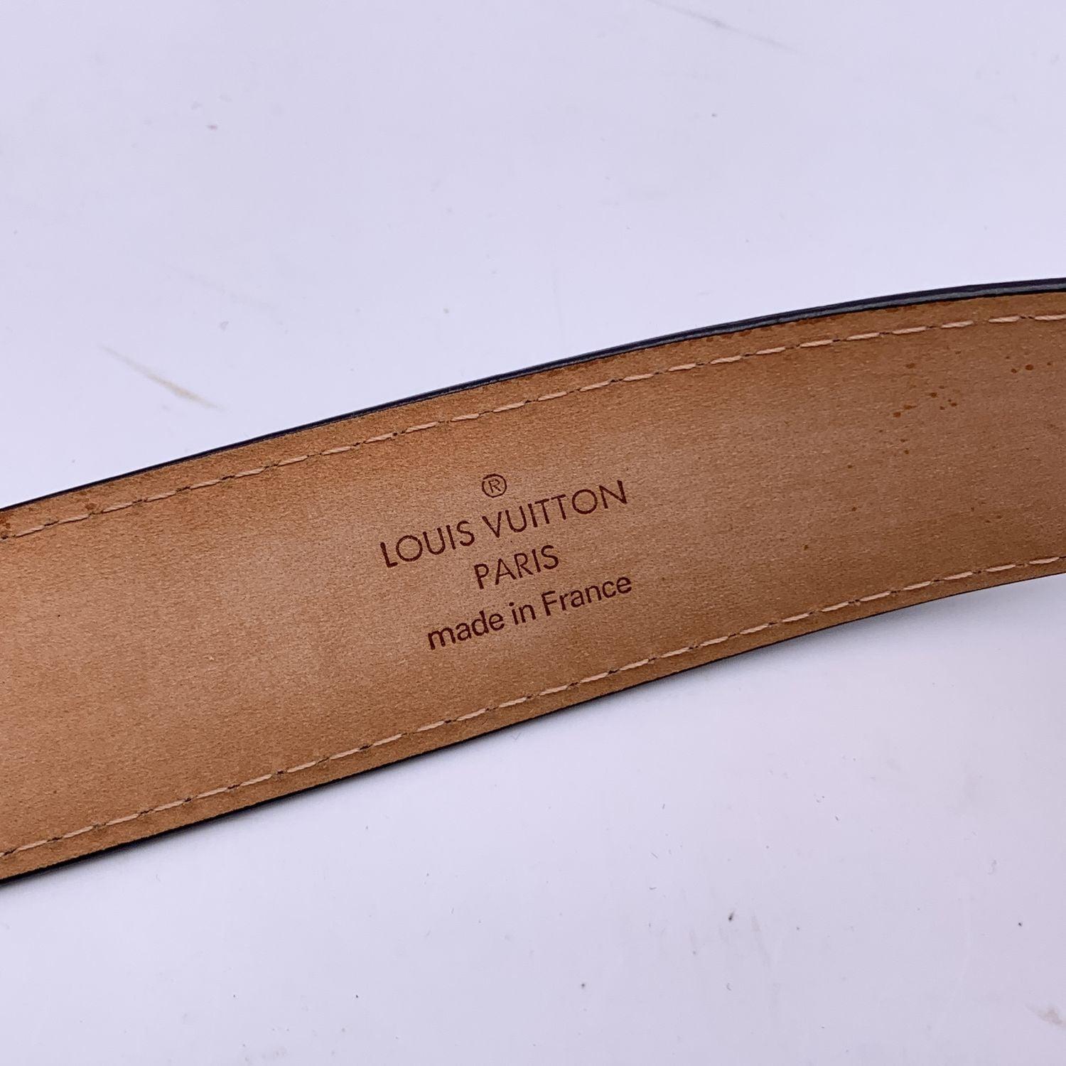 Louis Vuitton Vintage Black Epi Belt Silver Metal Buckle Size 110/44 2