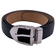 Louis Vuitton Used Black Epi Belt Silver Metal Buckle Size 110/44