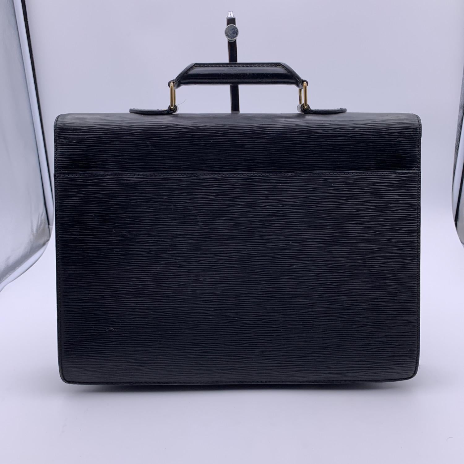 Louis Vuitton Vintage Black Epi Leather Ambassadeur Work Bag Briefcase In Good Condition In Rome, Rome