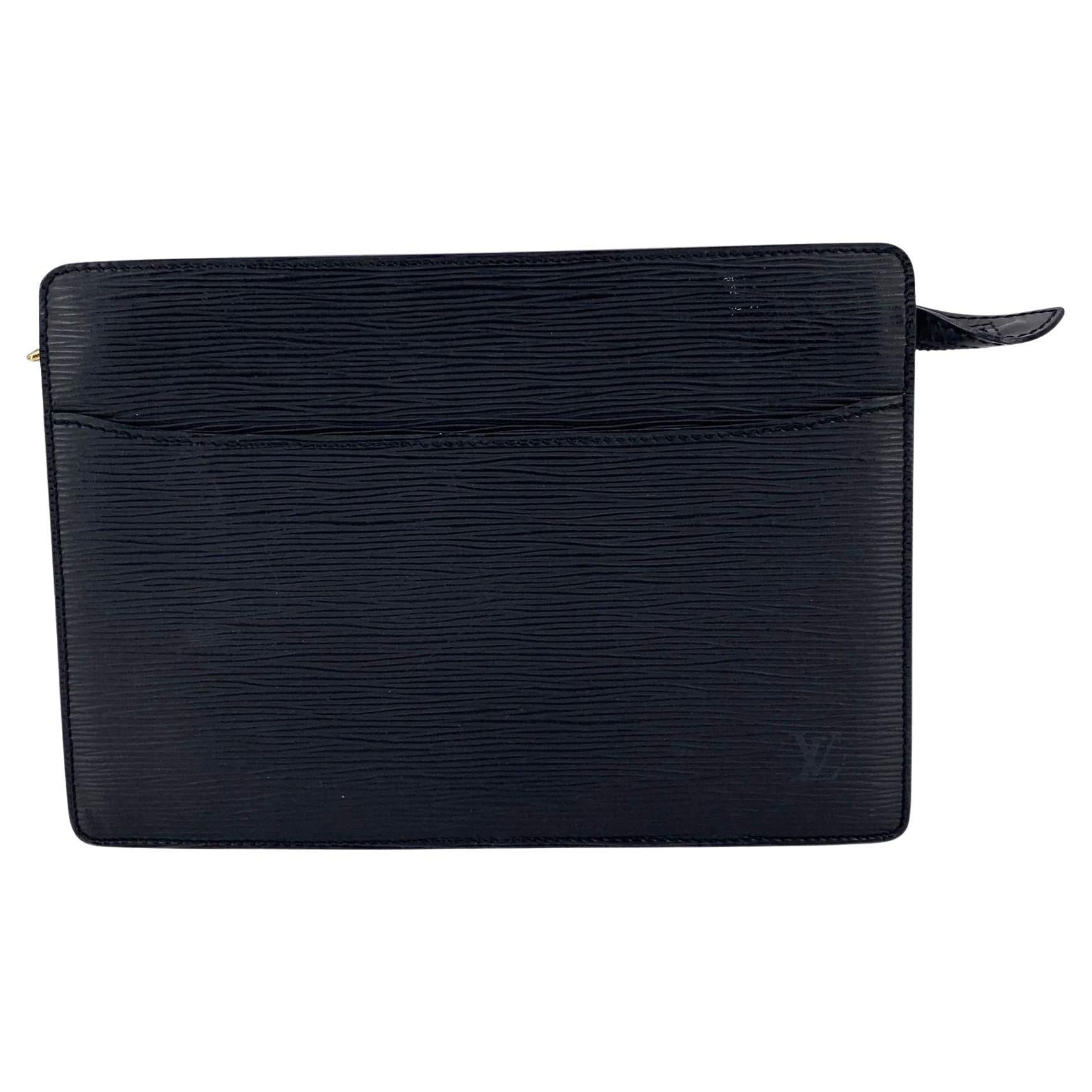Louis Vuitton Vintage Black Epi Leather Pochette Homme Clutch Bag For Sale
