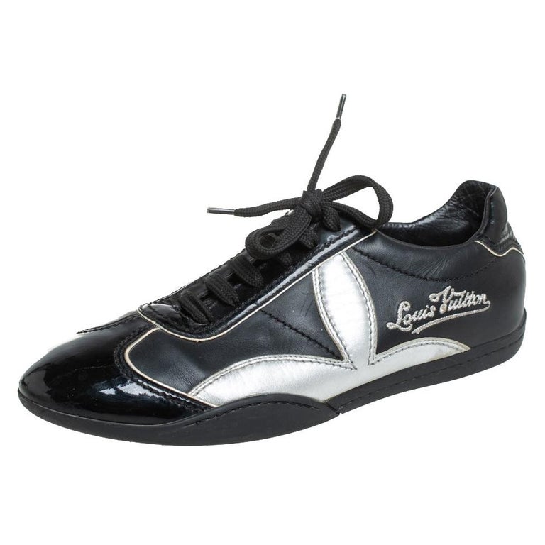 Louis Vuitton Vintage Black/Silver Patent Leather Low Top Sneakers Size 39