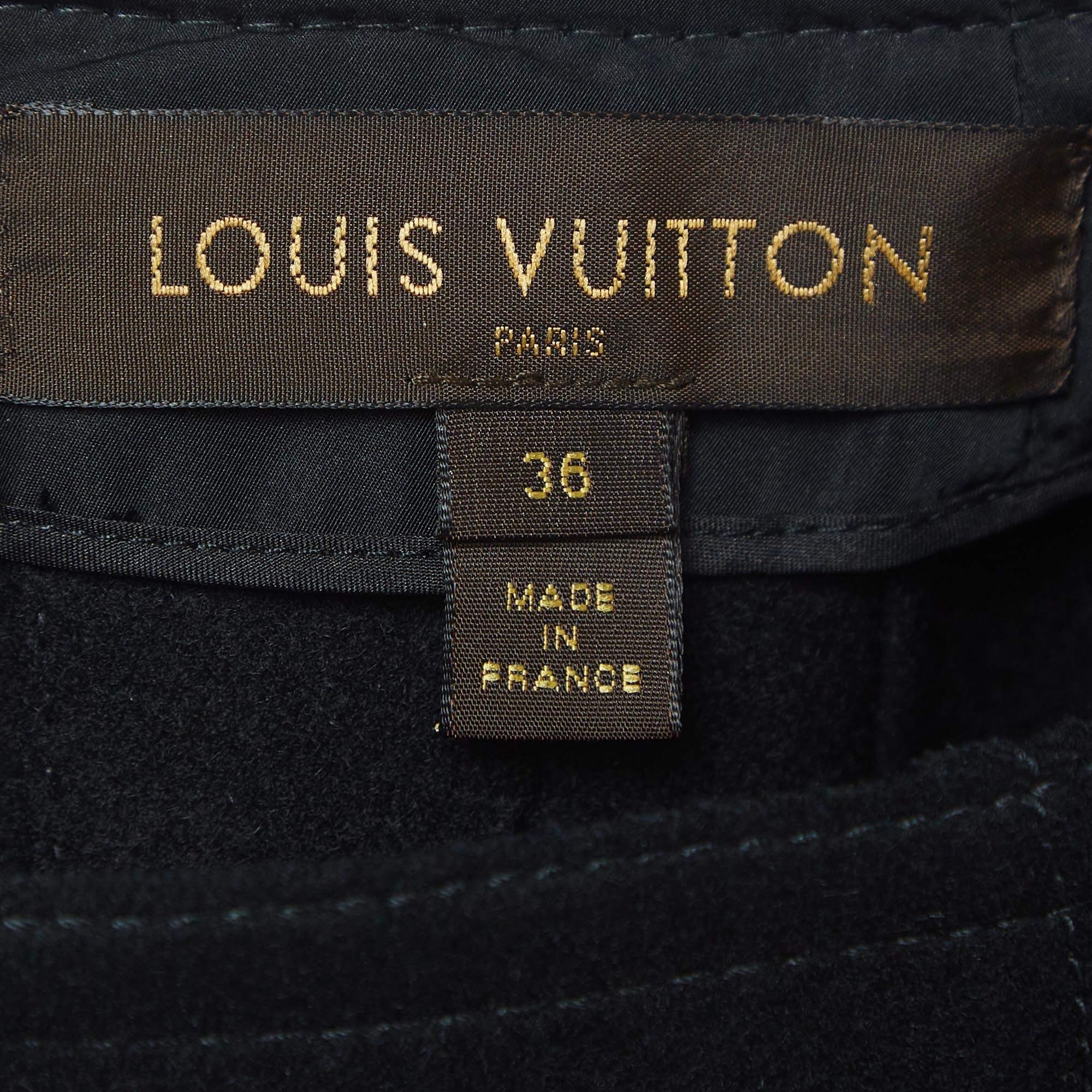 Louis Vuitton Vintage Black Wool Mid-Length Skirt S For Sale 1